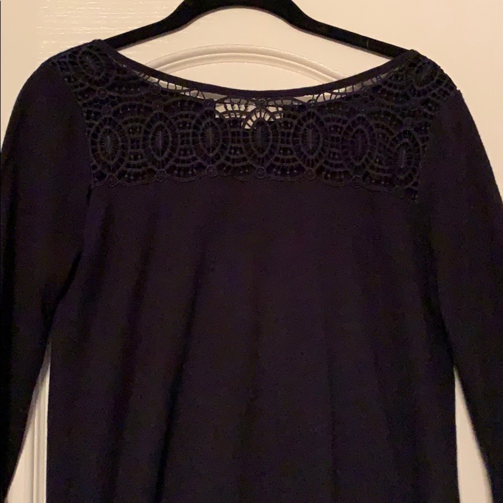 LOFT navy knit sweater with lace top